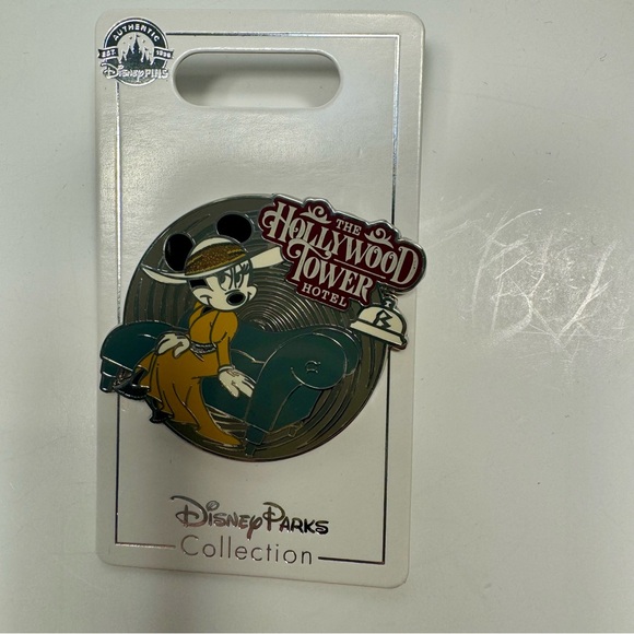 NWT. Disney Parks The Hollywood Tower Hotel Minnie Mouse Pin New With Card back. - Picture 2 of 9